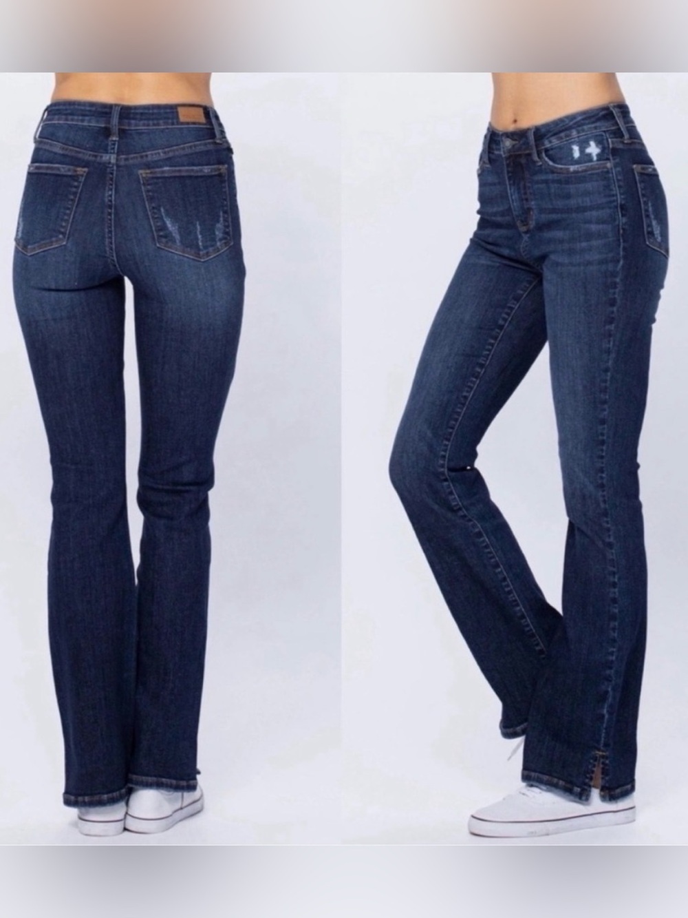 Judy Blue High Rise Slim Bootcut Jeans Slit Hem Dark Wash JB88290-S Size 7/28